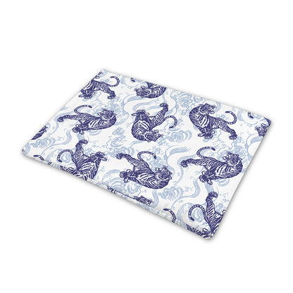 Japanese White Tiger Pattern Print Pet Cooling Mat Cover