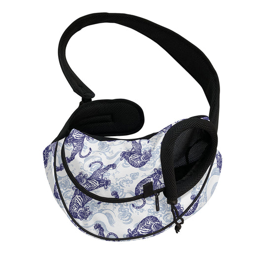 Japanese White Tiger Pattern Print Pet Sling Carrier
