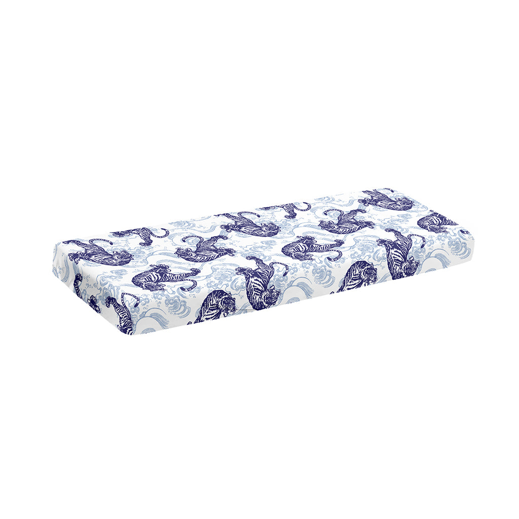 Japanese White Tiger Pattern Print Piano Keyboard Cover
