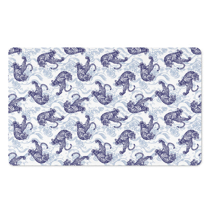 Japanese White Tiger Pattern Print Polyester Doormat