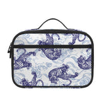 Japanese White Tiger Pattern Print Portable Lunch Bag
