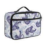 Japanese White Tiger Pattern Print Portable Lunch Bag