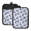 Japanese White Tiger Pattern Print Pot Holders With Pocket