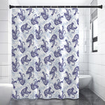 Japanese White Tiger Pattern Print Premium Shower Curtain