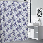Japanese White Tiger Pattern Print Premium Shower Curtain