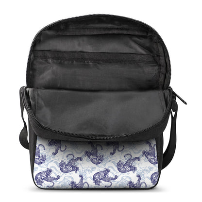 Japanese White Tiger Pattern Print Rectangular Crossbody Bag
