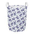 Japanese White Tiger Pattern Print Round Laundry Basket