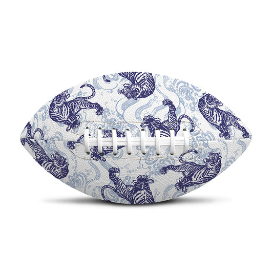Japanese White Tiger Pattern Print Rugby Ball