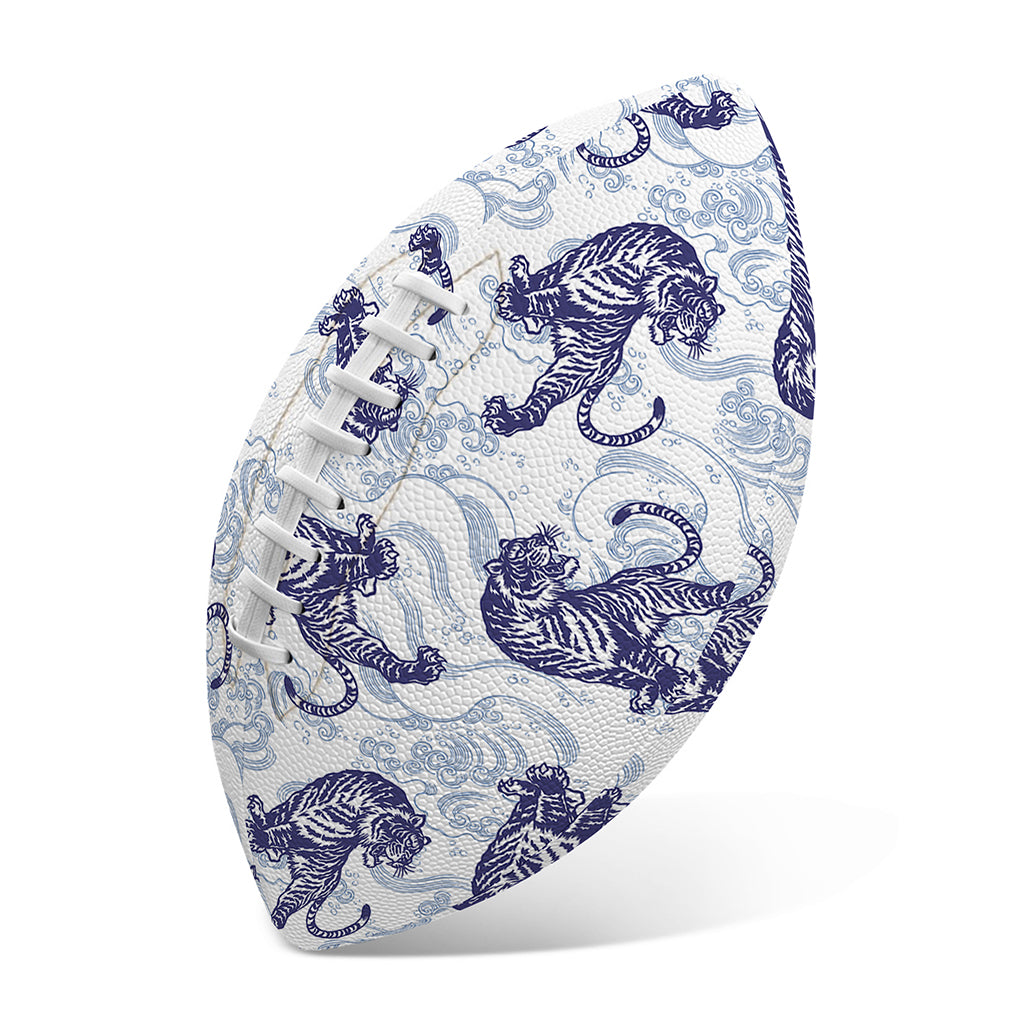 Japanese White Tiger Pattern Print Rugby Ball