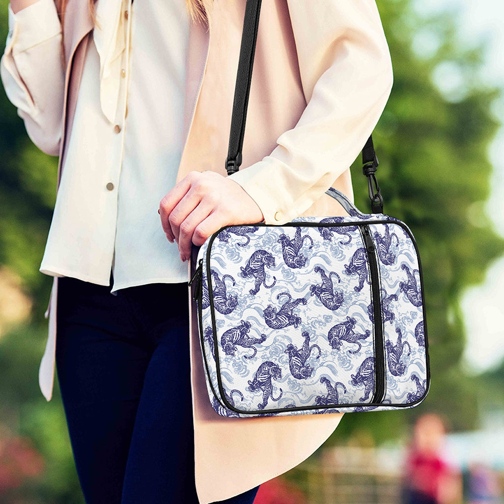 Japanese White Tiger Pattern Print Shoulder Strap Bible Bag