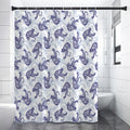 Japanese White Tiger Pattern Print Shower Curtain
