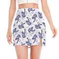 Japanese White Tiger Pattern Print Side Slit Mini Skirt