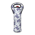 Japanese White Tiger Pattern Print Single Neoprene Wine Tote