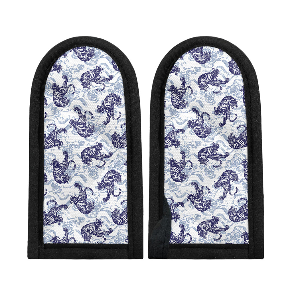 Japanese White Tiger Pattern Print Skillet Handle Cover