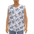 Japanese White Tiger Pattern Print Sleeveless Baseball Jersey