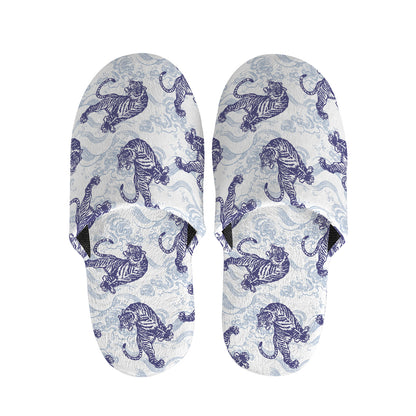 Japanese White Tiger Pattern Print Slippers