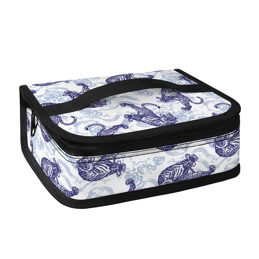 Japanese White Tiger Pattern Print Small Lunch Bag