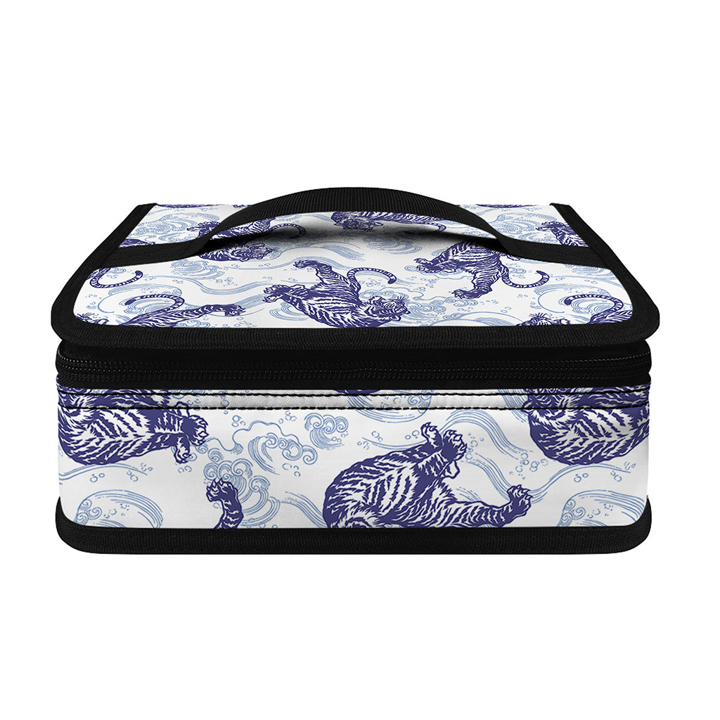 Japanese White Tiger Pattern Print Small Lunch Bag