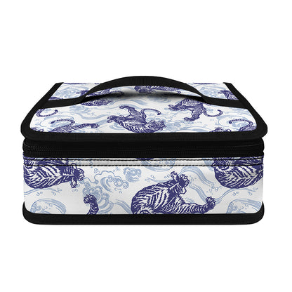Japanese White Tiger Pattern Print Small Lunch Bag