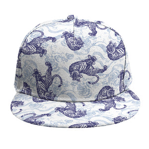 Japanese White Tiger Pattern Print Snapback Cap