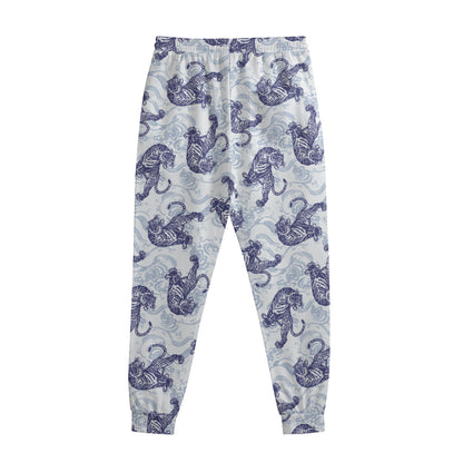 Japanese White Tiger Pattern Print Sweatpants