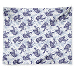 Japanese White Tiger Pattern Print Tapestry