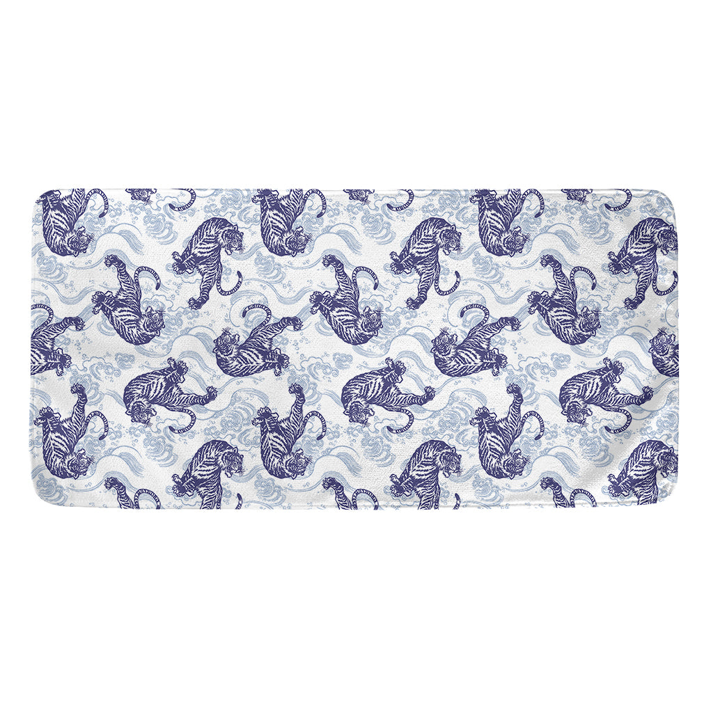 Japanese White Tiger Pattern Print Towel