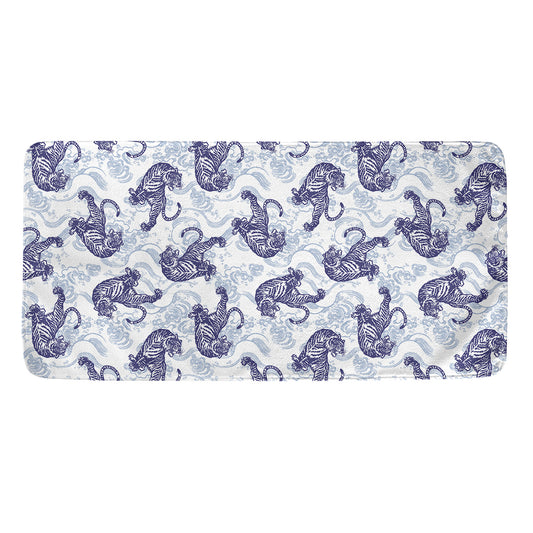 Japanese White Tiger Pattern Print Towel