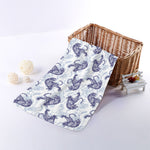 Japanese White Tiger Pattern Print Towel