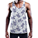 Japanese White Tiger Pattern Print Training Tank Top