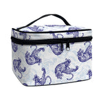 Japanese White Tiger Pattern Print Travel Makeup Bag