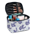 Japanese White Tiger Pattern Print Travel Makeup Bag
