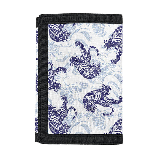 Japanese White Tiger Pattern Print Trifold Wallet