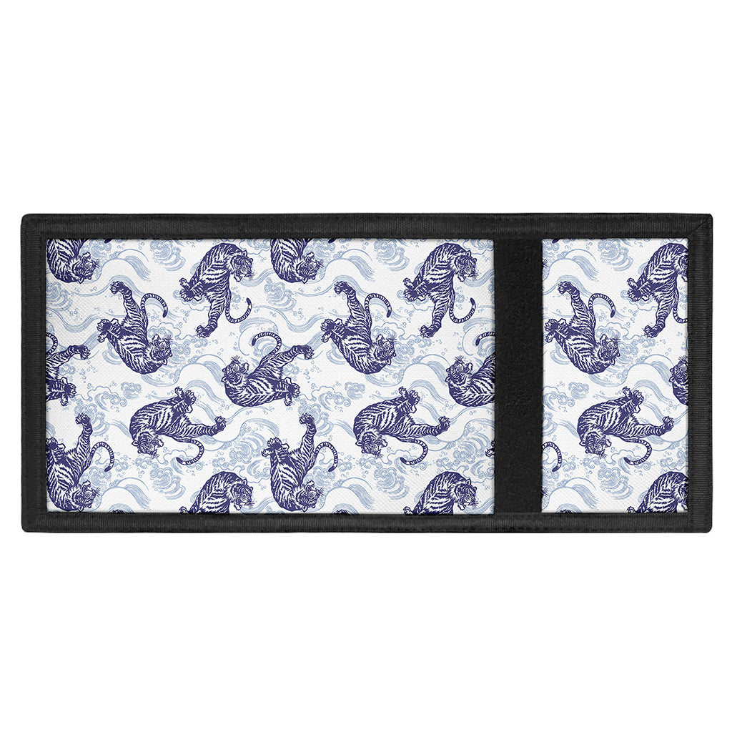 Japanese White Tiger Pattern Print Trifold Wallet