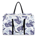Japanese White Tiger Pattern Print Utility Tote Bag