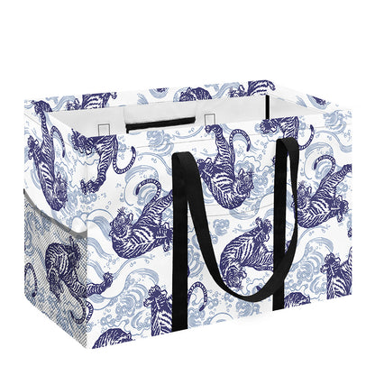 Japanese White Tiger Pattern Print Utility Tote Bag