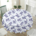 Japanese White Tiger Pattern Print Waterproof Round Tablecloth