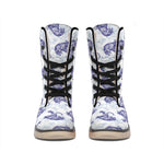 Japanese White Tiger Pattern Print Winter Boots