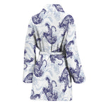 Japanese White Tiger Pattern Print Women's Bathrobe