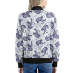 Japanese White Tiger Pattern Print Women's Bomber Jacket