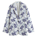 Japanese White Tiger Pattern Print Women's Cotton Blazer