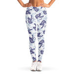 Japanese White Tiger Pattern Print Women's Leggings