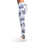 Japanese White Tiger Pattern Print Women's Leggings