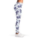 Japanese White Tiger Pattern Print Women's Leggings