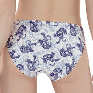 Japanese White Tiger Pattern Print Women's Panties