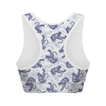 Japanese White Tiger Pattern Print Women's Sports Bra