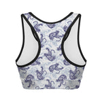 Japanese White Tiger Pattern Print Women's Sports Bra