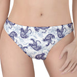 Japanese White Tiger Pattern Print Women's Thong