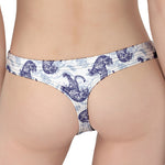 Japanese White Tiger Pattern Print Women's Thong