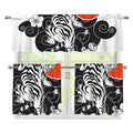 Japanese White Tiger Tattoo Print 3 Piece Kitchen Curtains